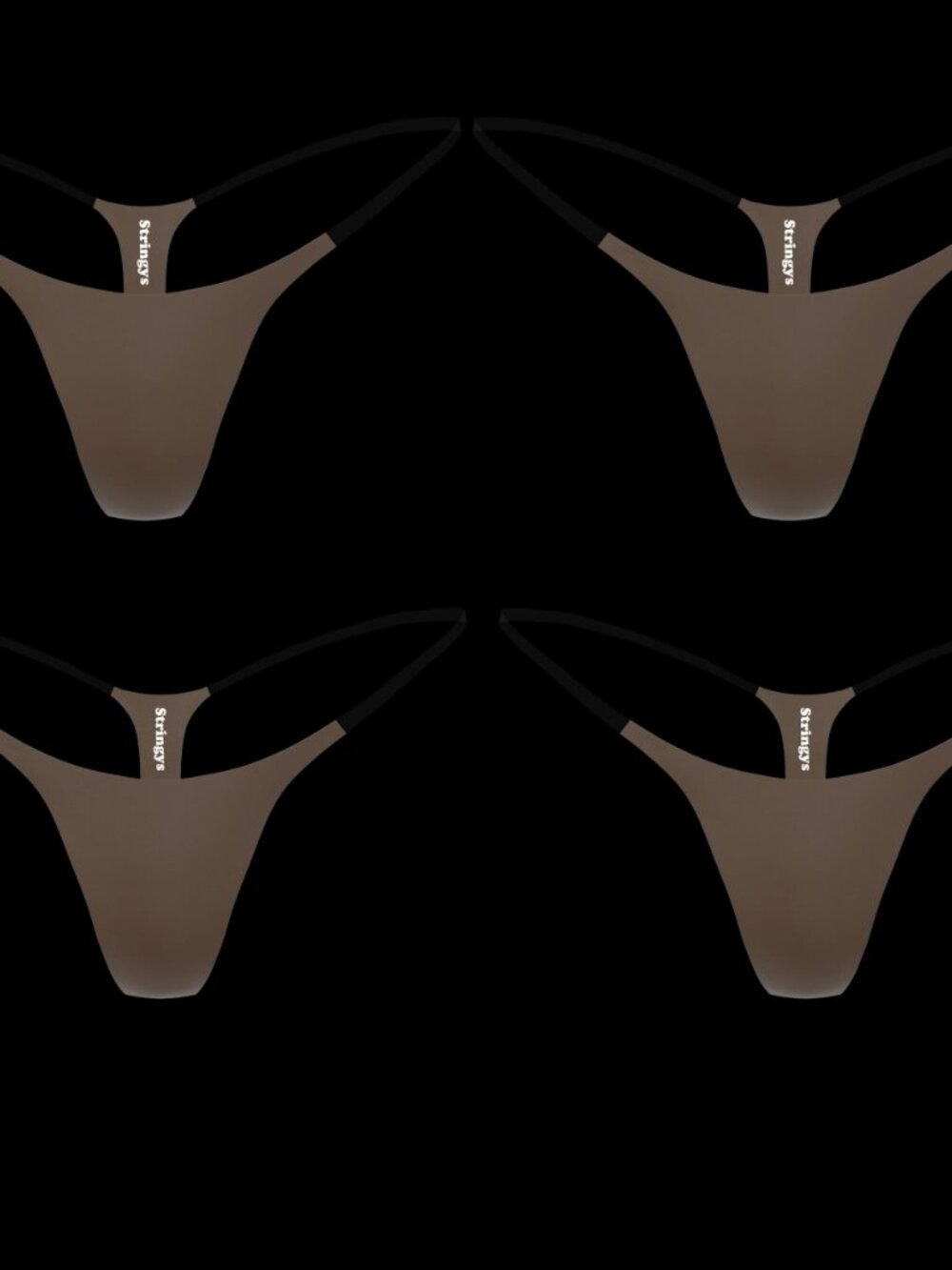 4x NWT Stringys Invisible Underwear, XL, Espresso